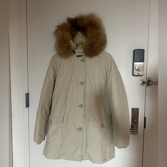 Woolrich Jackets & Blazers - WOOLRICH ARCTIC PARKA RAMAR CLOTH WITH DETACHABLE FUR TRIM COL IGLOO WHITE SZ M